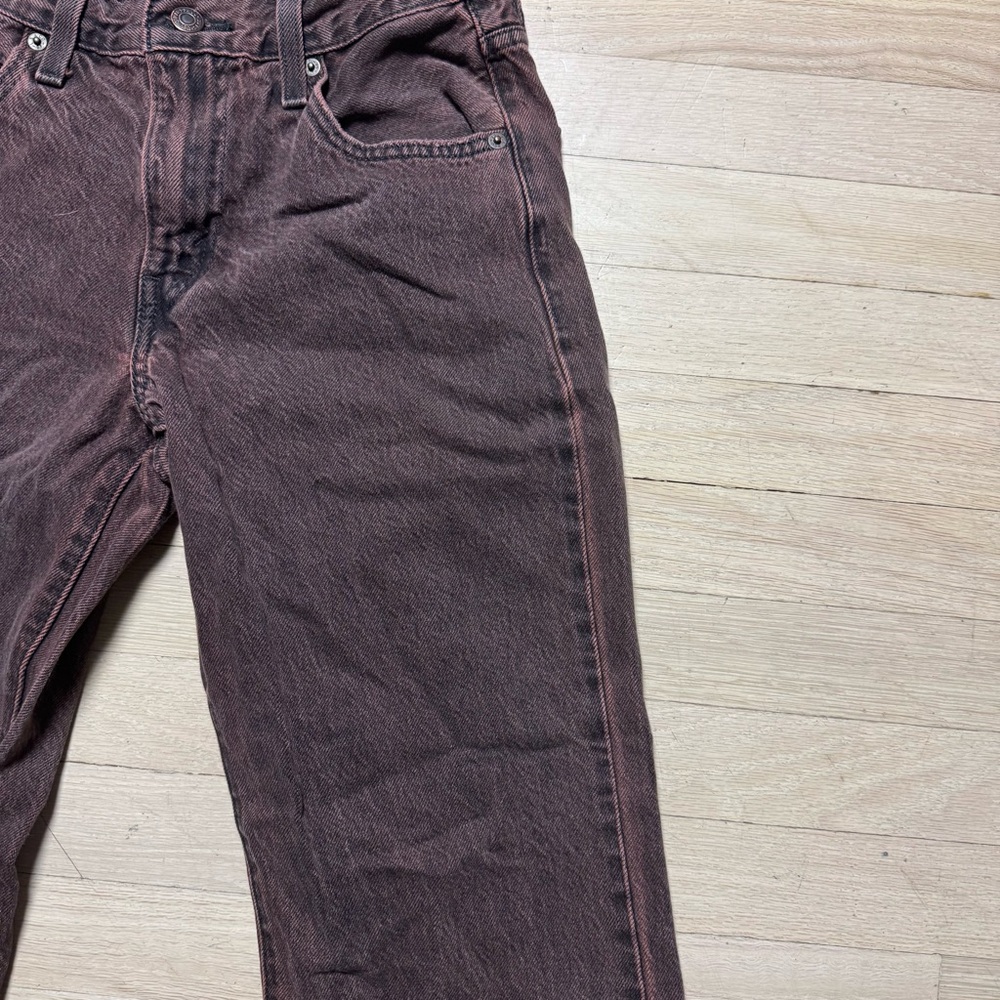 Levi's Premium Baggy Boot Jeans W24 L31 Brown Overdyed Y2K Bootcut - Picture 3 of 10